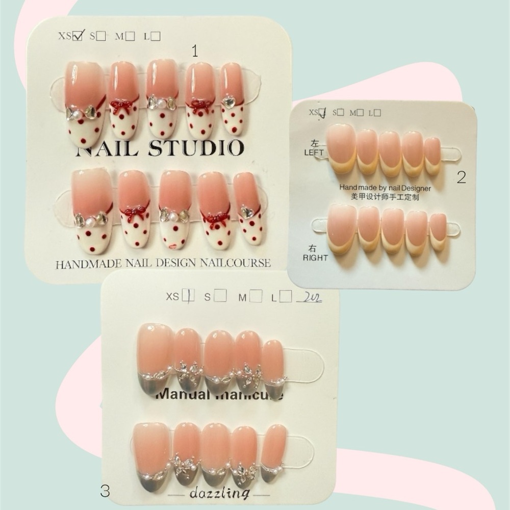 Handmade Press-On Nails (XS) set of 3